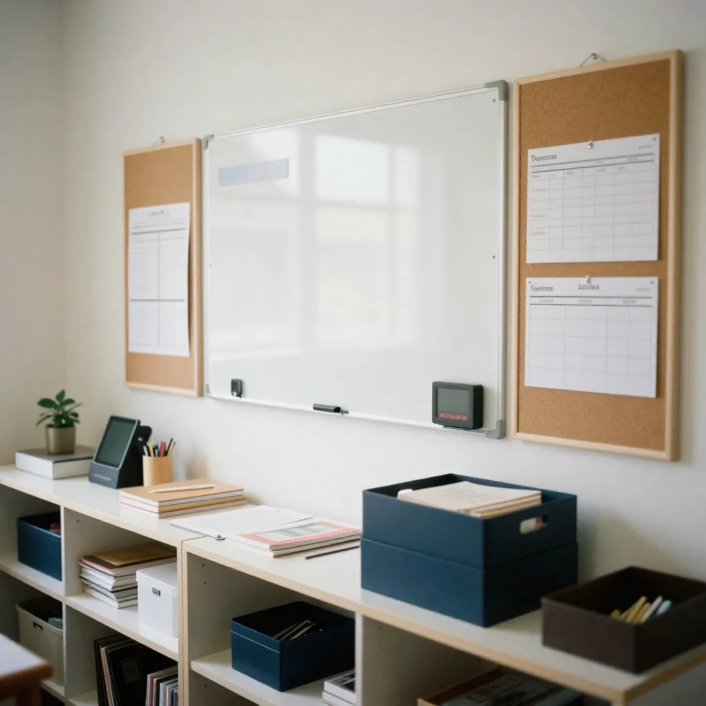 Tablero de corcho con notas organizadas